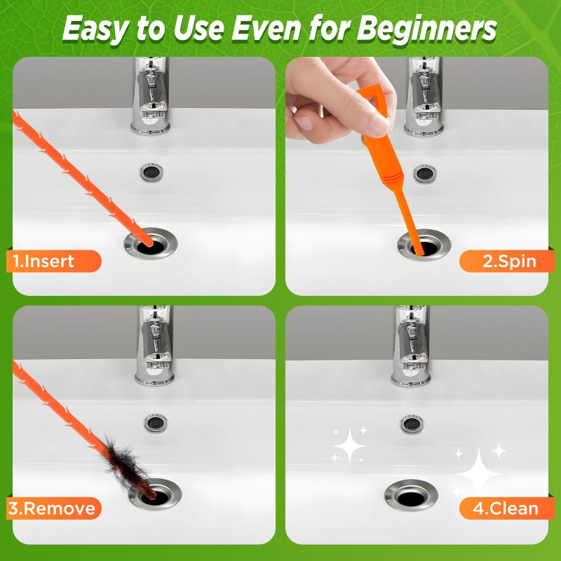 Forlivese 25 Inch Drain Snake,Drain Clog Remover,Sink Snake for Sewer Kitchen Sink Bathroom Tub Toilet Clogged Drains Relief Cleaning Tool 3 Pack - Image 3